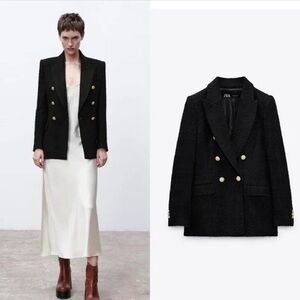 Zara Black Blazer with Gold Buttons